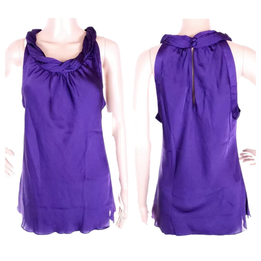 Signature by Larry Levine Women's Purple Sleeveless Blouse Top Size Small